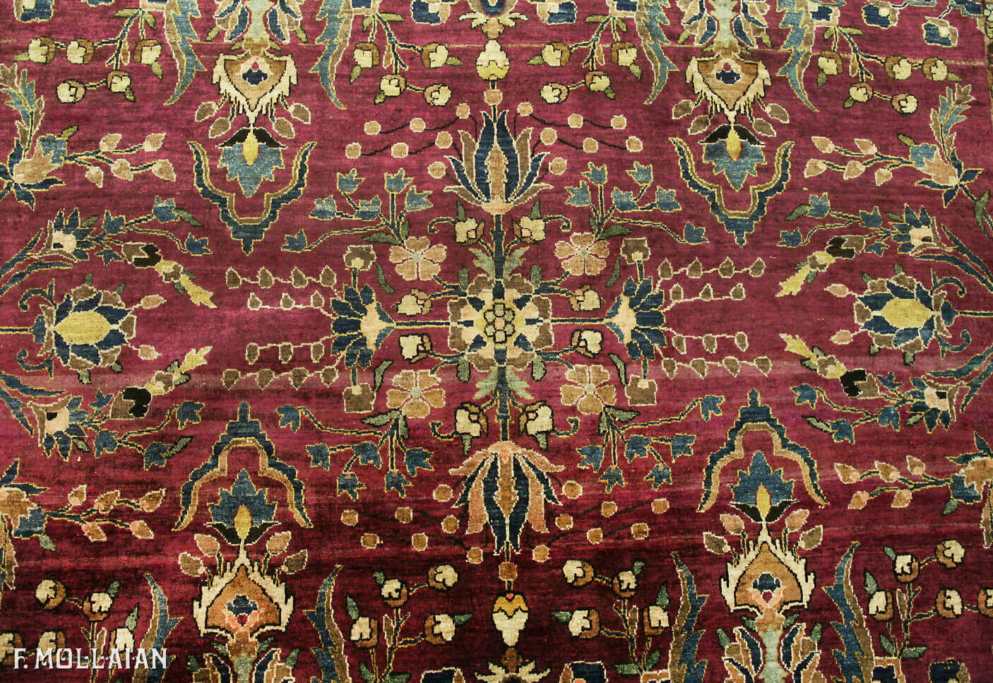 Antique Persian Kashan Silk, A Pair of Purple All-over floral Rugs n°:15489699-98305814